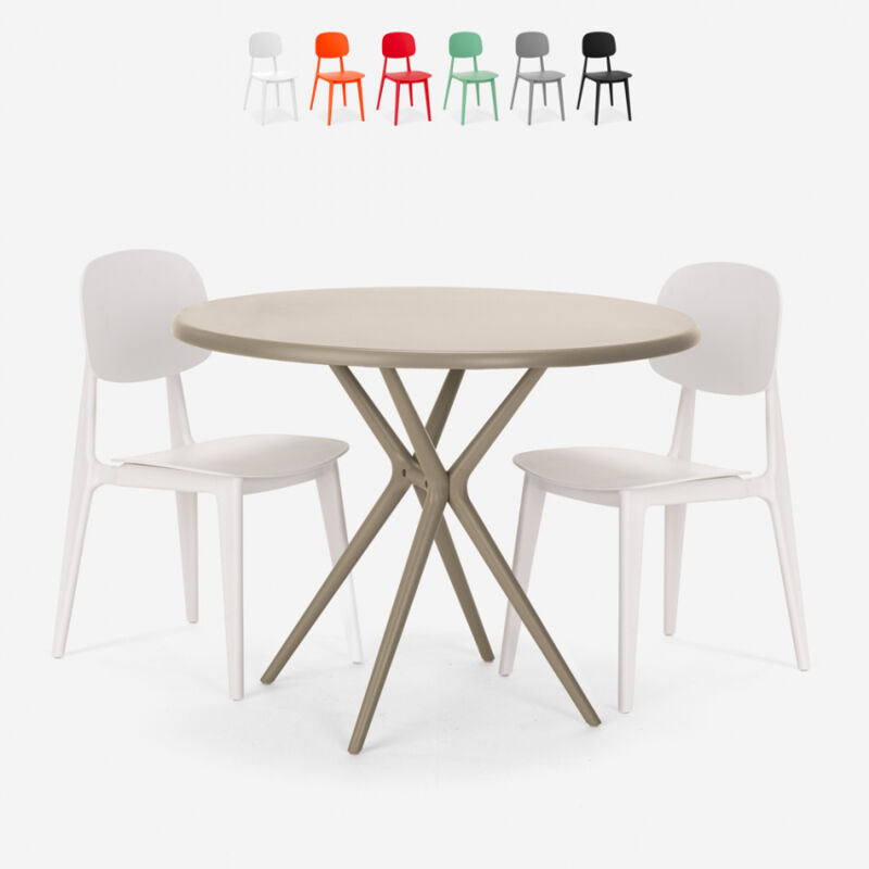 

Juego mesa redonda 80 cm beige 2 sillas diseño Berel | Color: Blanco