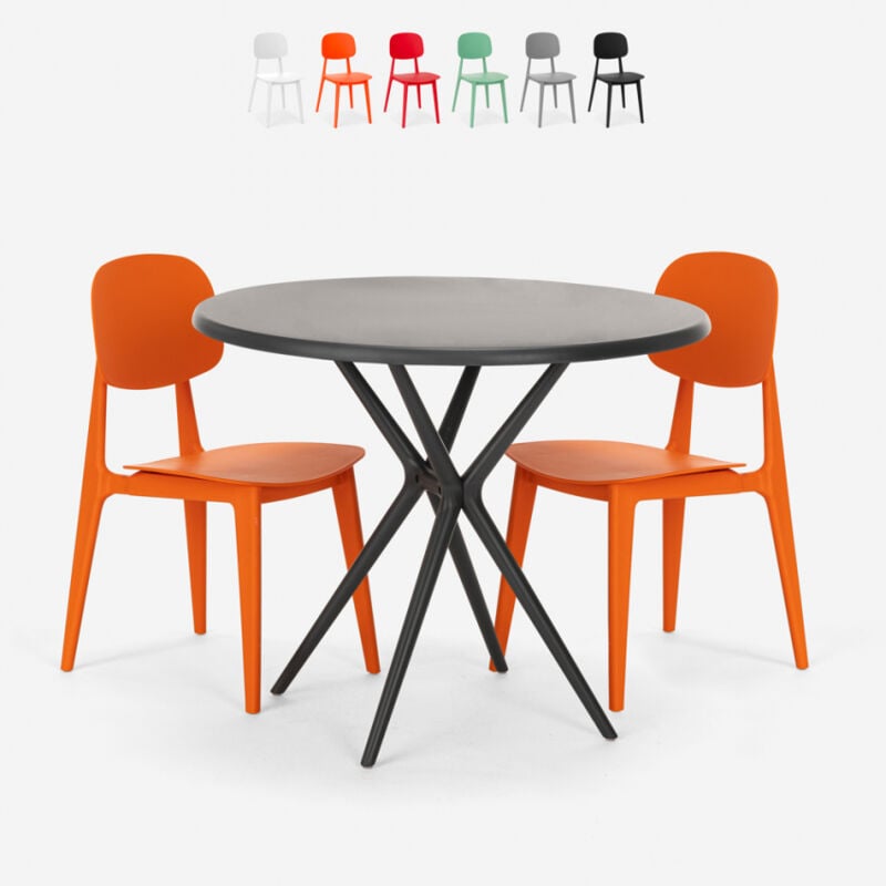 

Conjunto mesa redonda 80 cm negro 2 sillas diseño Berel Black | Naranja