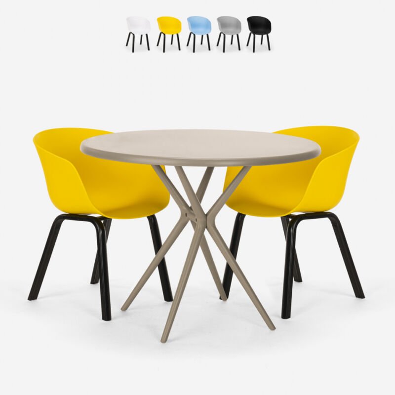 

Juego mesa diseño redondo 80 cm beige 2 sillas Oden | Color: Amarillo