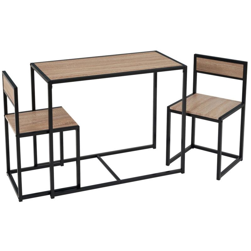 

Lolahome - Conjunto de mesa y 2 sillas de metal y madera negro y natural de 110x39x48 cm