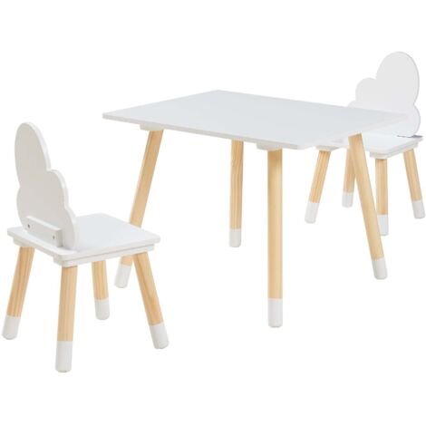 Conjunto de mesa y 2 sillas infantiles blanco 030009449