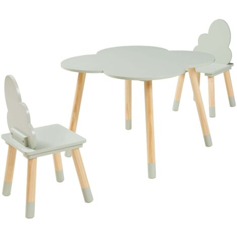 Conjunto de mesa y 2 sillas infantiles verde menta 030009448