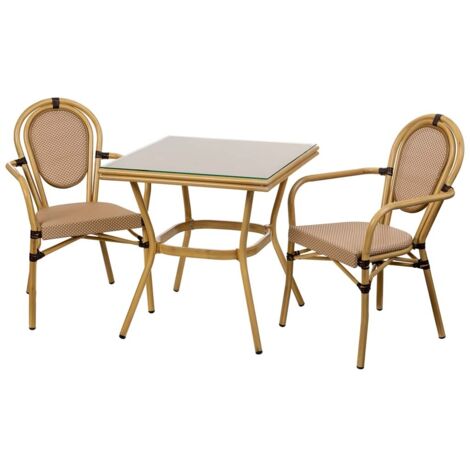 Conjunto de mesa y 2 sillas marrón, mesa:70x70x72.silla(2):55x58x88