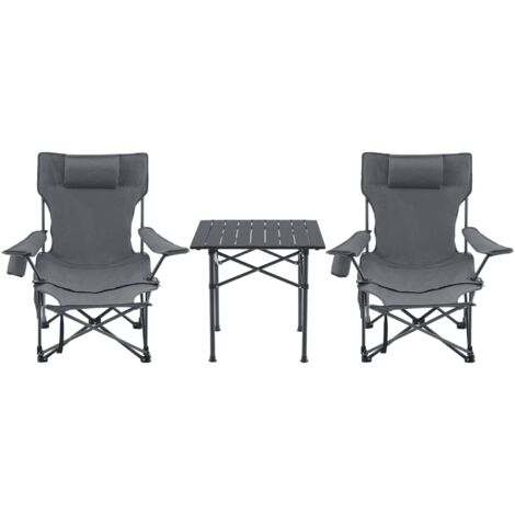 Conjunto de mesa y 2 sillas plegables gris 030010692