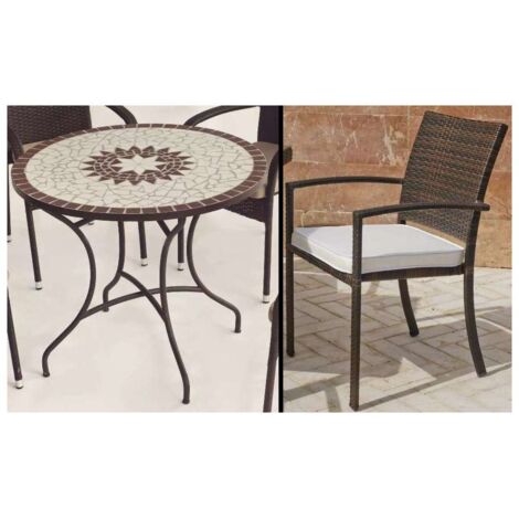 Conjunto de mesa y 4 sillones terraza jardin mosaico Estela/Bahia-90/4.