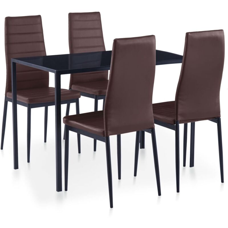 

vidaXL Conjunto de Mesa y Sillas de Comedor 5 Piezas Marrón - Marrón