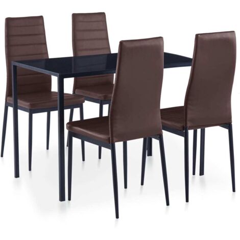 Conjunto de mesa y sillas de comedor 5 piezas marrón