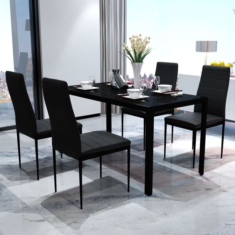 

BHD - Conjunto de mesa y sillas de comedor 5 piezas negro