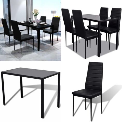 Conjunto de mesa y sillas de comedor 5 piezas negro - Sillas de comedor - Conjunto de mesa y sillas