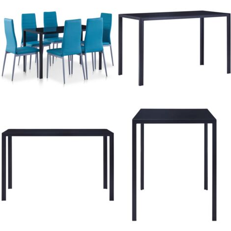 Conjunto de mesa y sillas de comedor 7 piezas azul - Conjunto de comedor - Mesa de comedor azul