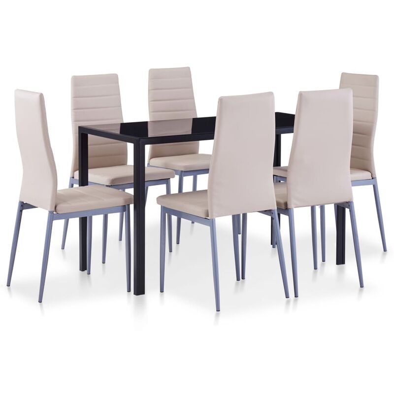 

Happyshopping - Conjunto de mesa y sillas de comedor 7 piezas color capuchino