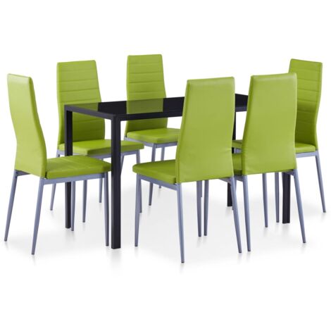 Conjunto de mesa y sillas de comedor 7 piezas verde vidaXL