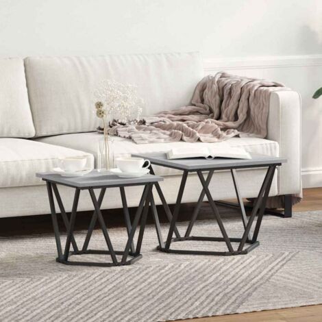 Conjunto de mesas auxiliares 2 pcs Gris  50 x 50 x 40 cm