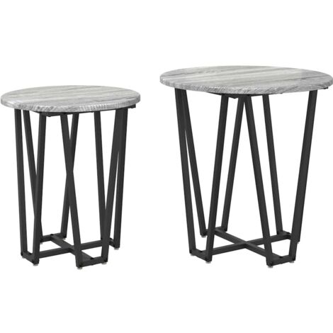 Conjunto de mesas auxiliares 2 pcs Gris sonoma y Negro vidaXL