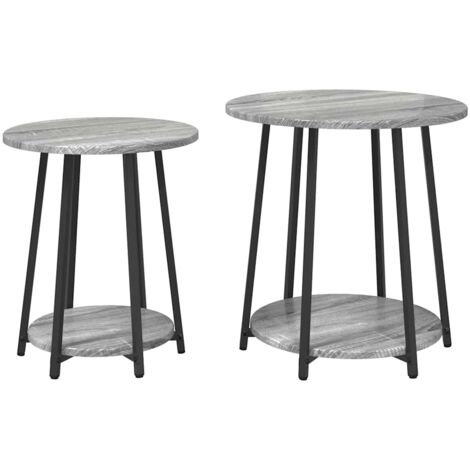 Conjunto de mesas auxiliares 2 pcs Gris sonoma y Negro vidaXL
