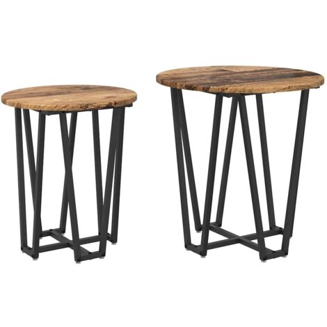 Conjunto de mesas auxiliares 2 pcs Madera vieja y Negro vidaXL