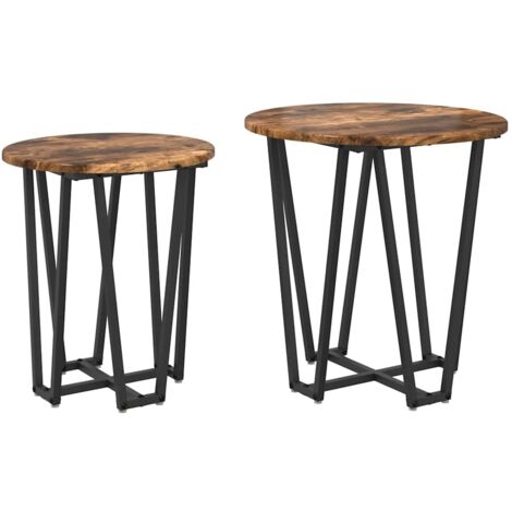 Conjunto de mesas auxiliares 2 pcs Roble ahumado y Negro vidaXL