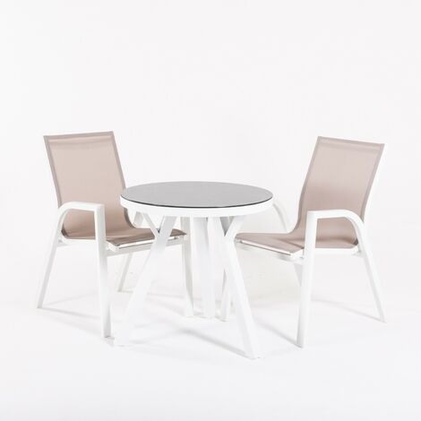 Conjunto de mesas y sillas de jard n, Redonda, Blanco