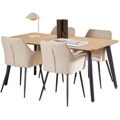 Conjunto de mesas y sillas para comedor Norsica 1011 , 75x90x160cm, Diámetro: 0, Número de asientos: 4, Estilo: Contemporary