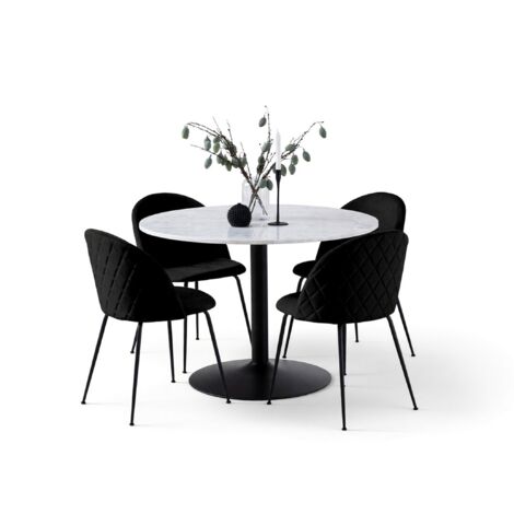 Conjunto de mesas y sillas para comedor Norsica 351, Negro, 75x0x0cm, Diámetro: 110, Número de asientos: 4, Estilo: Modernoclásico