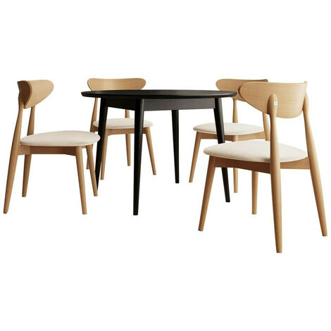 Conjunto de mesas y sillas para comedor Racine 134, Negro, 76x0x0cm, Diámetro: 120, Número de asientos: 4, Estilo: Contemporary