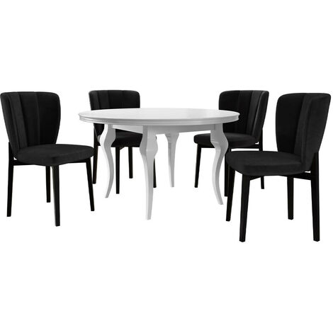 Conjunto de mesas y sillas para comedor Racine 140, Magic Velvet 2219, 76x0x0cm, Diámetro: 100, Número de asientos: 4, Estilo: Contemporary