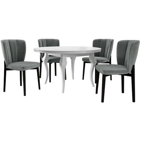 Conjunto de mesas y sillas para comedor Racine 141, Magic Velvet 2217, 76x0x0cm, Diámetro: 120, Número de asientos: 4, Estilo: Contemporary