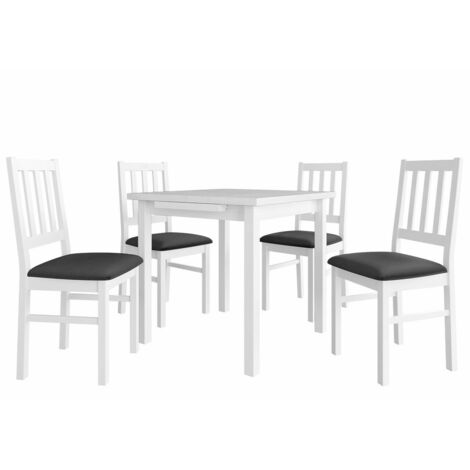 Conjunto de mesas y sillas para comedor Victorville 275, Blanco, 76x80x80cm, Diámetro: 0, Número de asientos: 4, Estilo: Contemporary