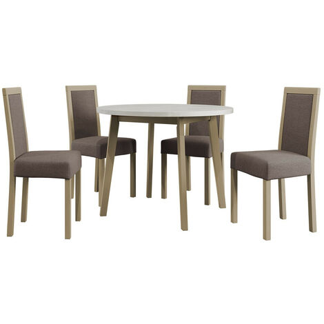 Conjunto de mesas y sillas para comedor Victorville 304, Roble Sonoma, 75x0x0cm, Diámetro: 100, Número de asientos: 4, Estilo: Contemporary