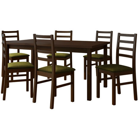 Conjunto de mesas y sillas para comedor Victorville 307, Nuez, 76x92x160cm, Diámetro: 0, Número de asientos: 6, Estilo: Contemporary