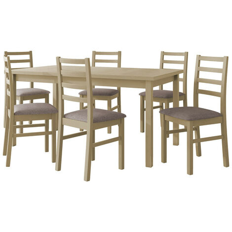 Conjunto de mesas y sillas para comedor Victorville 307, Roble Sonoma, 76x92x160cm, Diámetro: 0, Número de asientos: 6, Estilo: Contemporary