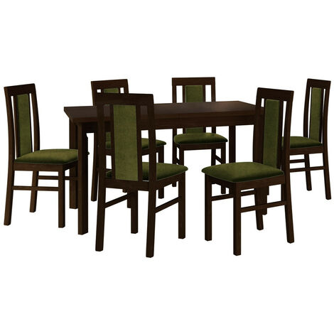Conjunto de mesas y sillas para comedor Victorville 315, Nuez, 78x80x140cm, Diámetro: 0, Número de asientos: 6, Estilo: Contemporary