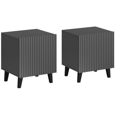 Conjunto de mesitas de noche Comes, Antracita, Número de cajones: 0, Número de puertas: 1, 52x45x40cm, Aglomerado laminado, MDF