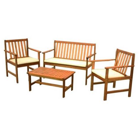 Conjunto de mobiliario de jardín Vigor Modelo Enea en madera, 4 piezas