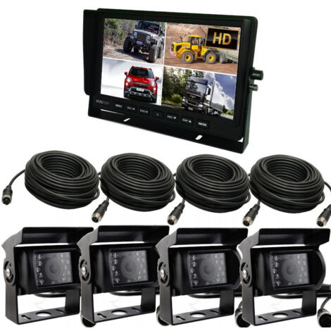 Conjunto de monitor AHD de 10'', 4 cámaras QUAD 720P, cables