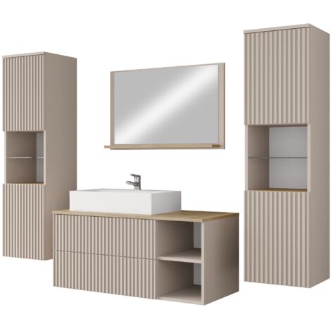 Conjunto de mueble de baño Ophruvi 105, Roble