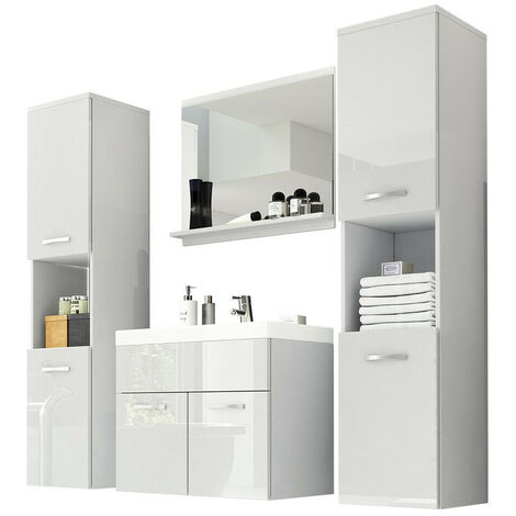 Conjunto de mueble de baño Sarasota 123, Blanco + Blanco brillante