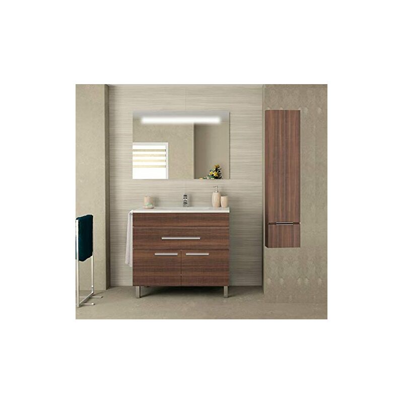 

Conjunto de mueble de baño SYN barato con lavabo, espejo retroiluminado LED y columna auxiliar ¡¡con toallero de regalo!! varios colores y medidas en