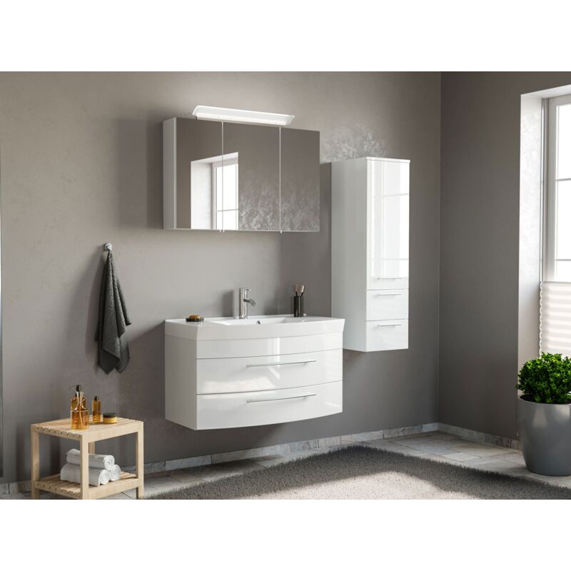 

Conjunto de mueble de baño Toscana 100 3 Partes Blanco brillante