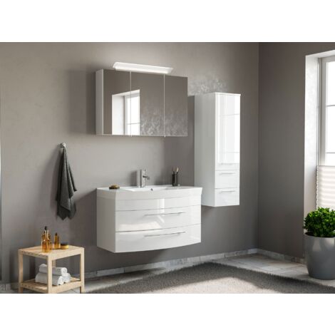 Conjunto de mueble de baño Toscana 100 3 Partes Blanco brillante