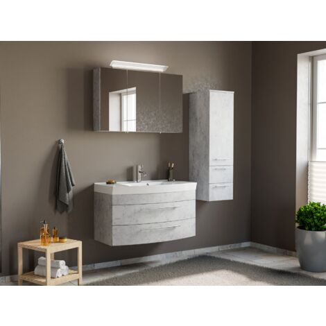 Conjunto de mueble de baño Toscana 100 3 Partes Gris hormigón