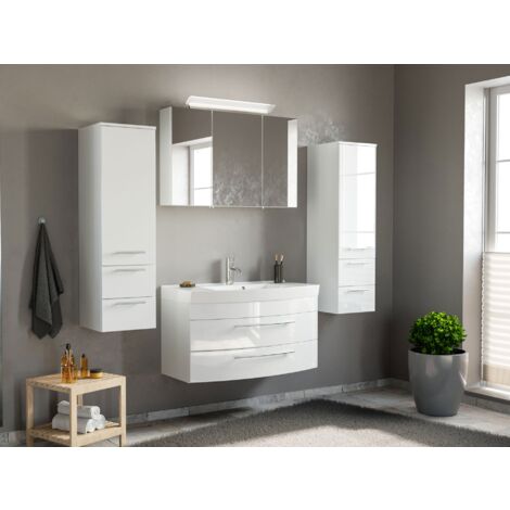 Conjunto de mueble de baño Toscana 100 4 Partes Blanco brillante