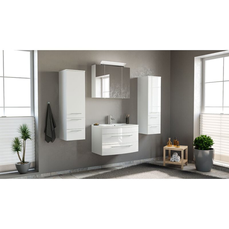 

Conjunto de mueble de baño Toscana 80 4 Partes Blanco brillante