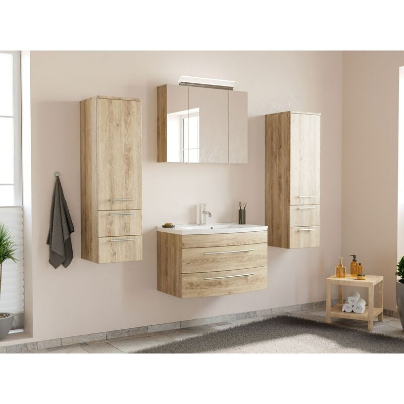 

Conjunto de mueble de baño Toscana 80 4 Partes Roble claro