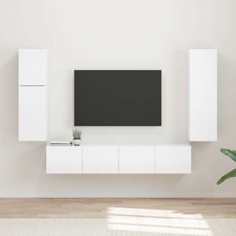 Conjunto de mueble de TV 4 pcs brillante Madera de ingeniería