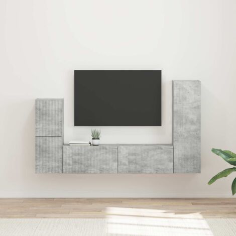 Conjunto de mueble de TV 4 pcs Gris Concreto