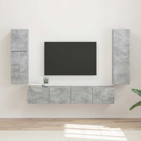 Conjunto de mueble de TV 4 pcs Gris Concreto