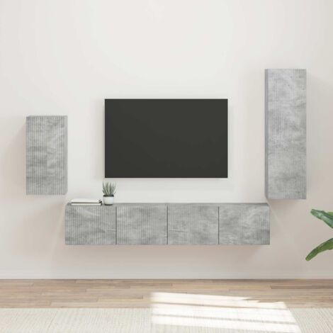 Conjunto de mueble de TV 4 pcs Gris Concreto