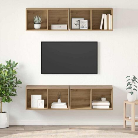 Conjunto de mueble de TV 4 pcs Roble artesanal 37 x 37 x 72 cm vidaXL