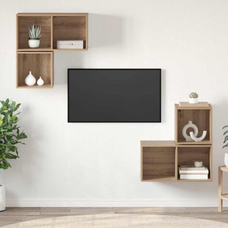 Conjunto de mueble de TV 4 pcs Roble artesanal vidaXL